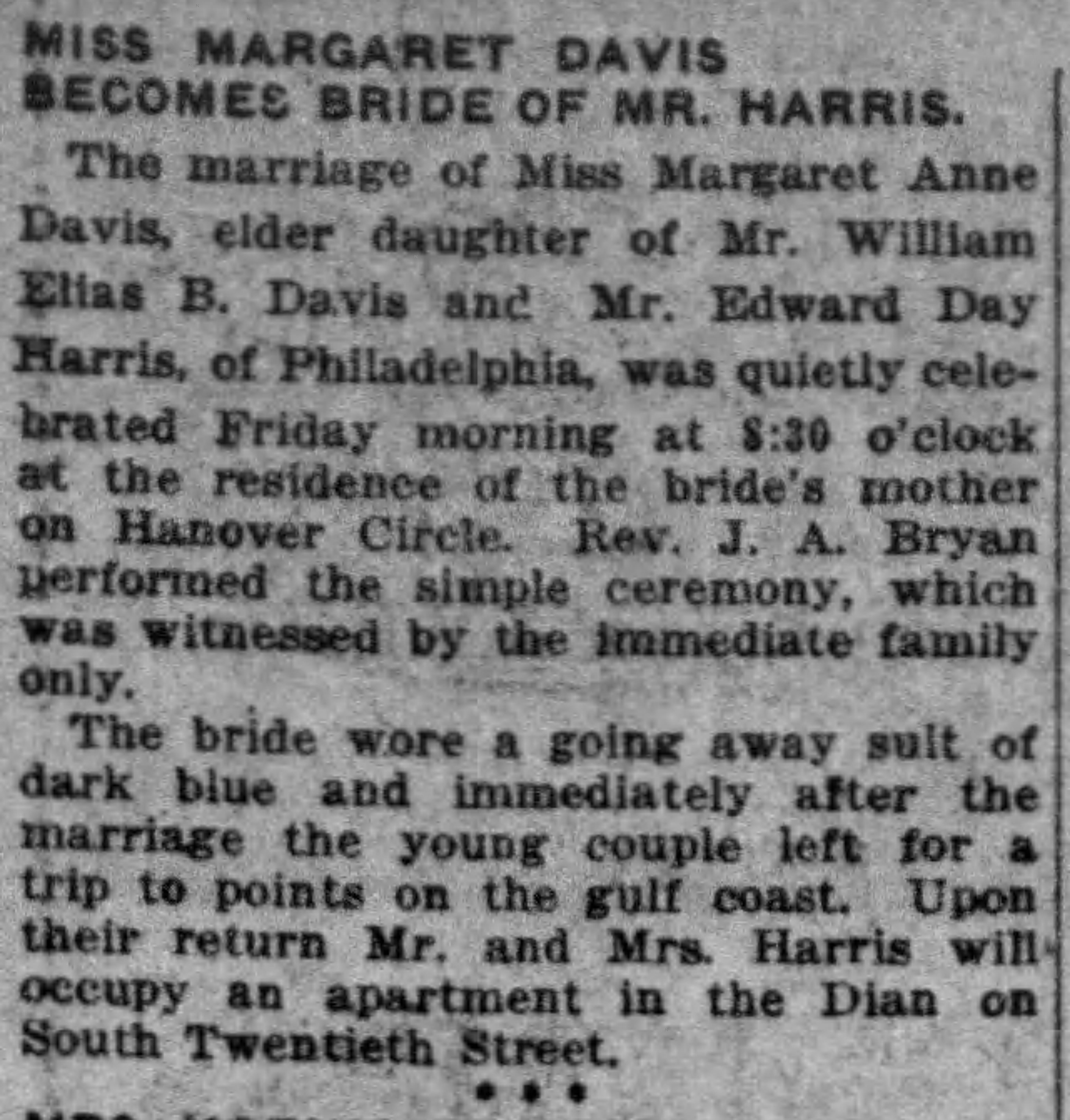 Margaret Anne Davis-Edward Day Harris